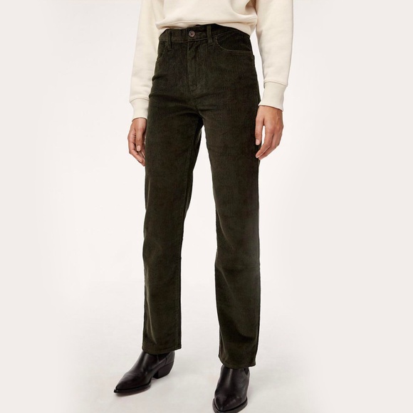 Aritzia Wilfred Free Black High Rise Corduroy Straight Leg Pants - Picture 2 of 12